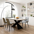Dining Chairs Set of 4, Leather Modern Kitchen & Dining Room Chairs, Comfortable Upholstered Kitchen Chairs with Metal Legs Armless Side Chairs for Kitchen Restaurant, Light Grey & Dark Grey