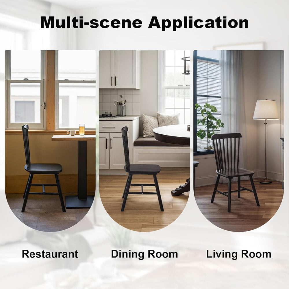 Dining Chairs Set of 4, Windsor Dining Chairs, Spindle Back Wooden Chair for ...
