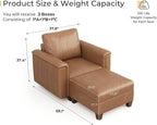 SITJOY Faux Leather Modular Sectional Sofa with Storage, Mid Century Modern Sectional Couches for Living Room, Soft Padded Armrests, Chaise Lounge with Ottoman, Brown