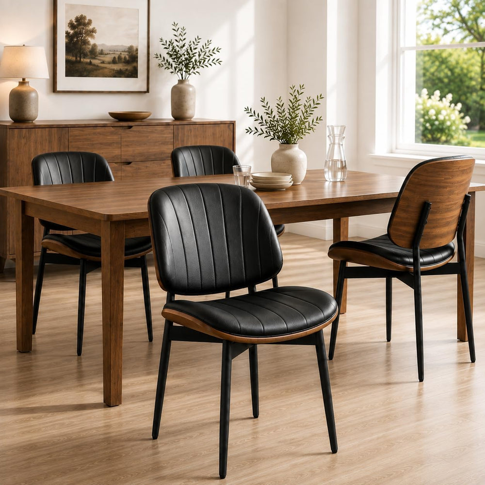 YaFiti Dining Chairs Set of 4, Mid Century Modern PU Leather Kitchen Chairs