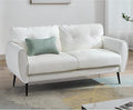 TYBOATLE 61" Loveseat Couches for Living Room, White Faux Leather Couch Mid Century Modern Tufted Mini Sofa Comfy Office 2 Seat Settee Love Seat Small Couches for Small Spaces Bedroom, White