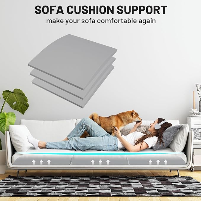 Couch Cushion Support for Sagging Seat – 1 Pack 20x20x2 Inch Sofa Cushion Board Saver & Replacement Insert for Saggy Couch or Chair, Quick No-Tool Install with 40D Memory Foam