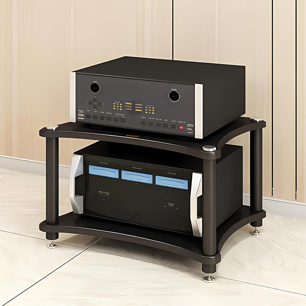 Heavy Duty 2-Tier AV Media Stand, 176 lb Load Capacity, Black | anti-vibratio...