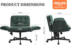 Criss Cross Chair with Lumbar Airbag & Folding Arms Relieve Back Pain, Wide Cross Legged Office Chair for Home Office, Comfy Swivel Desk Chair with Wheels, 5 Level Adjustable Armrest, Chenille(Green)