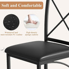 VECELO Metal Dining Chairs Set of 4, Steel Legs and PU Leather Cushion Seats for Kitchen, Living Room, Black