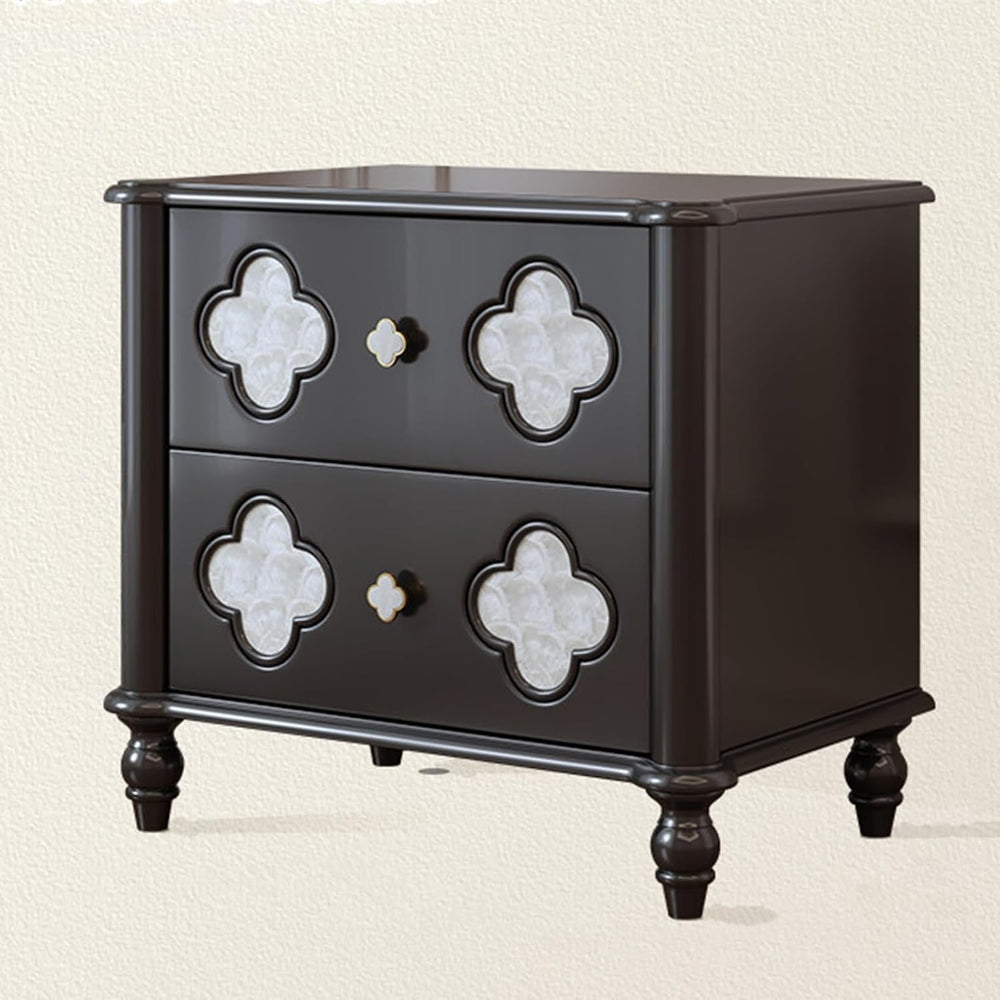Nightstand with Patterned Drawers End Table with Metal Handle,Storage Cabinet...