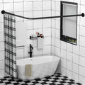 Stretchable 304 Stainless L Shaped Bathroom Bathtub Corner Shower Curtain Rod Rack (Black 24"-69" x 24"-85", Maximum size 114''), Drill Free Install, for Bathroom,Clothing Store,Private space