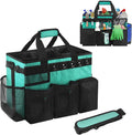 Boczif Cleaning Caddy Bag Wearable, Cleaning Caddy Supplies Organizer with Handle, Shoulder Straps & Detachable Divide, Cleaning Tool Organizers Tote Bag for Cleaners & Housekeepers (Green)