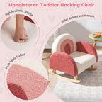 Honey Joy Toddler Rocking Chair, Kids Rocker with Solid Wood Frame & Plush Fabric, Anti-Tipping Design, Toddler Couch for Kids Room, Playroom, Nursery, Bedroom (Red)