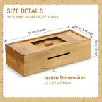 Gejoy Secret Puzzle Box Cash Gift Wooden Puzzle Box for Adults Brain Teaser Wooden with Hidden Compartments for Christmas Cash Gift(Brown,18 x 8 x 4.8 cm,Plywood)