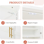 SOFTSEA Tall Kitchen Pantry Cabinet for Dining Room, Kitchen Hutch with 8 Pull-Out Trays, Freestanding Storage Cabinet with Adjustable Shelves and 2 Door Shelves, 35.5x17.6x70.9 Inch, White