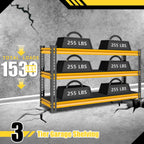 Metal Garage Shelving Heavy Duty, 1530LBS Loads Garage Storage Shelves, 48”W 3-Tier Adjustable Storage Racks and Shelving Units for Garage Basement and Kitchen, 48”W x 18”D x 39”H, Yellow