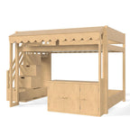 Full Over Full Loft Bed with Storage Stairs and Pretend Store Counter (Full)