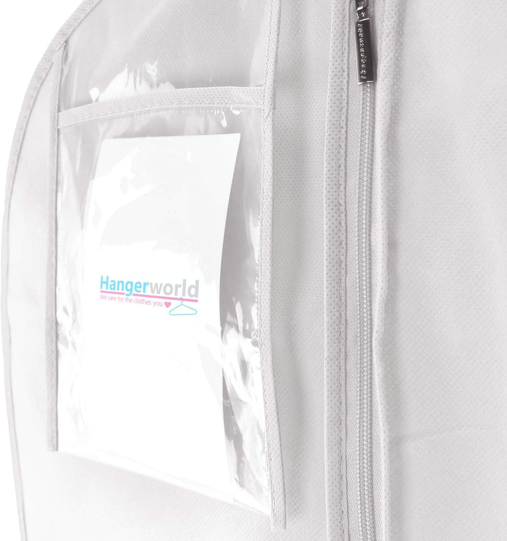 HANGERWORLD Large Wedding Dress Garment Bag Cover - 72" x 24" with Extra Wide Gusset 32" for Long Poufy Dress and Trains, Breathable, Acid-Free (White)