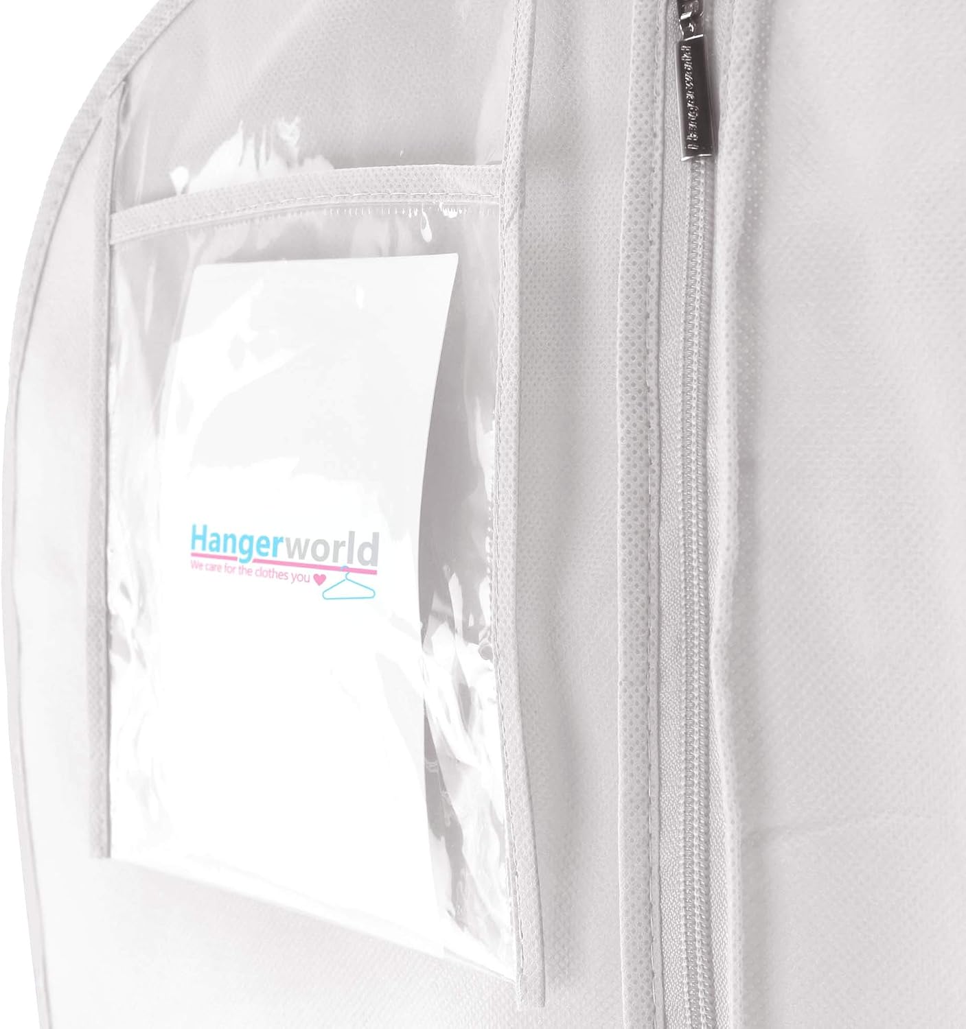 HANGERWORLD Large Wedding Dress Garment Bag Cover - 72" x 24" with Extra Wide Gusset 32" for Long Poufy Dress and Trains, Breathable, Acid-Free (White)
