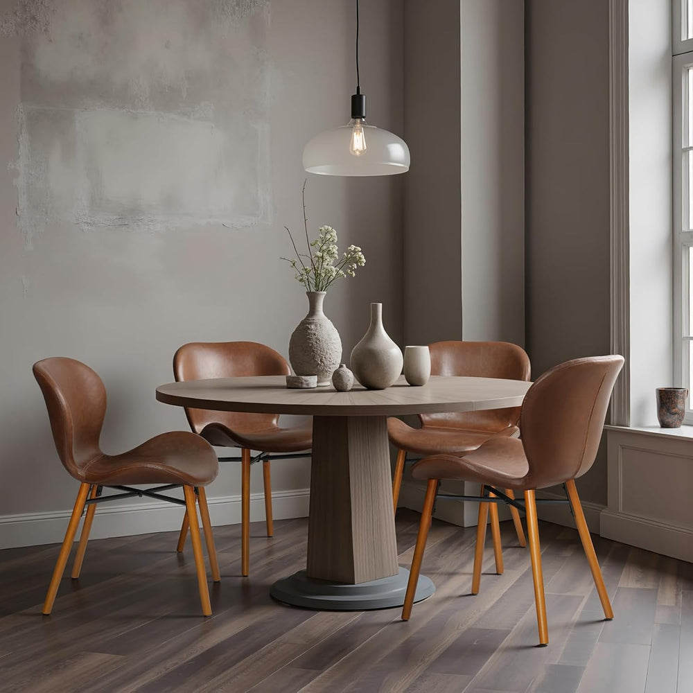 Modern Dining Chair Set of 4, Dining Room Chairs with Thick Cushions | Faux L...