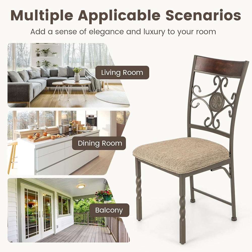GOFLAME Dining Chairs Set of 2, Upholstered Kitchen Chairs with Padded Seat &...