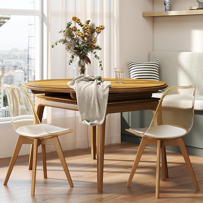 Clear Dining Chairs Set of 2, Modern Acrylic Dining Chair Kitchen Chairs with...