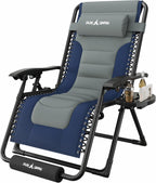 Amopatio XL Padded Zero Gravity Chairs Foldable Zero Gravity Lounge Chair Outdoor Portable Reclining Chair with Removable Cup Holder/Headrest/Footrest