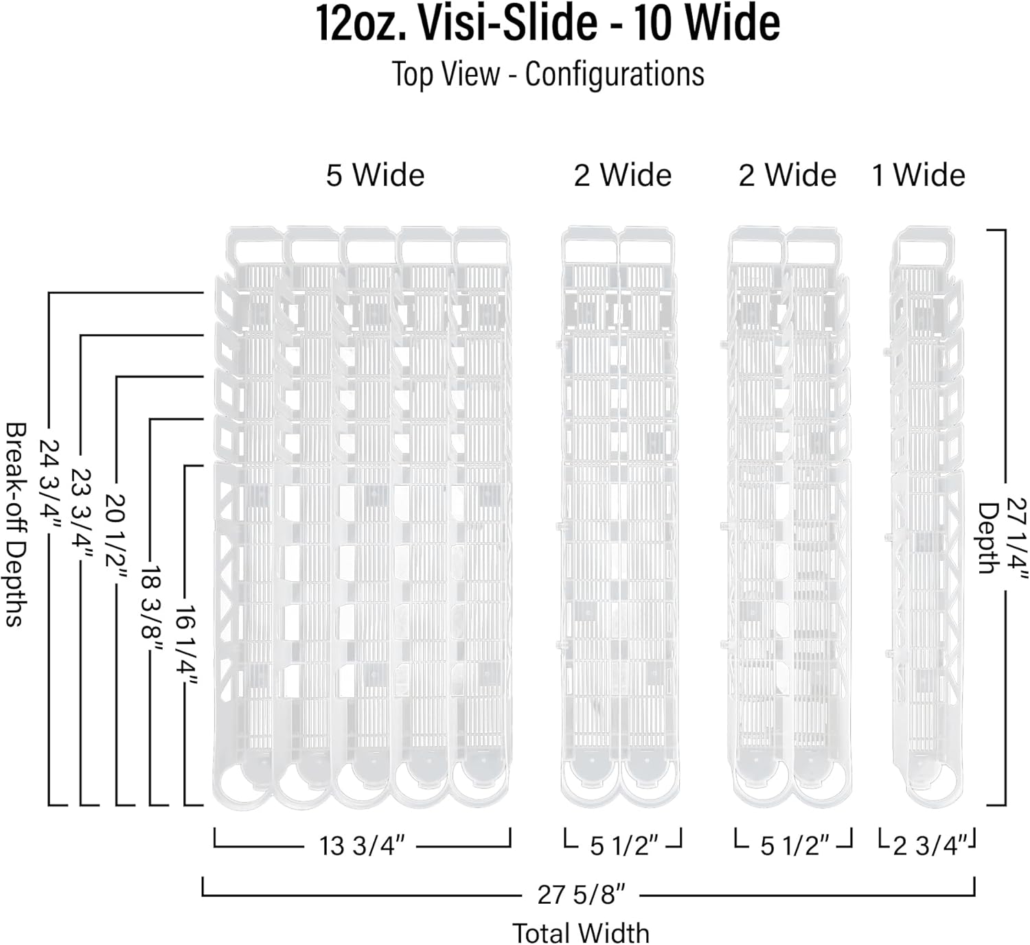 Display Technologies Visi-Slide Gravity Fed Organizer for 12/16oz low ring Beverages on Flat and Angled Shelves in Cold Vaults & Coolers, Drink Organizer (Pack of 2)
