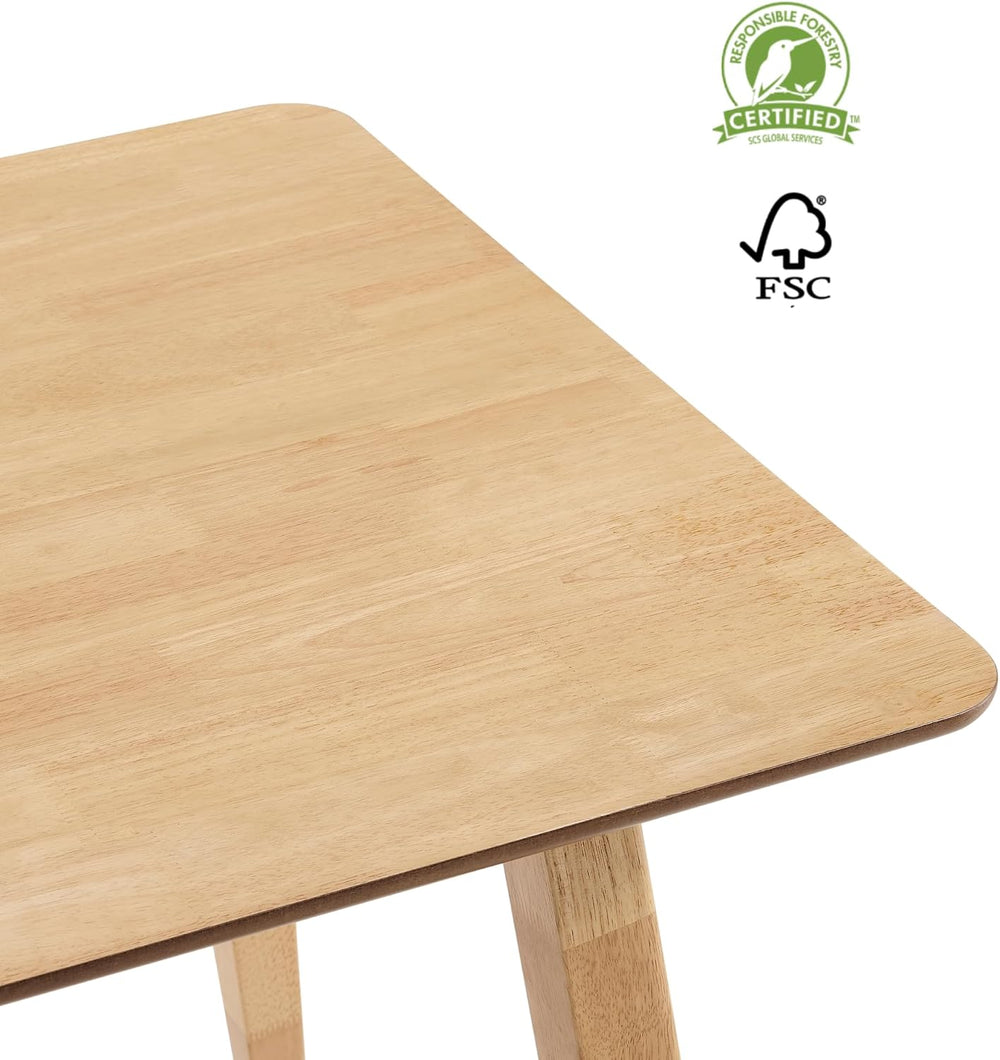 FSC Certified Wood Dining Room Table, 51in Small Rectangular Kitchen Table Sp...