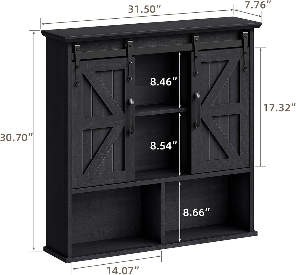 Vabches Bathroom Wall Cabinet, Farmhouse Medicine Cabinet, Black