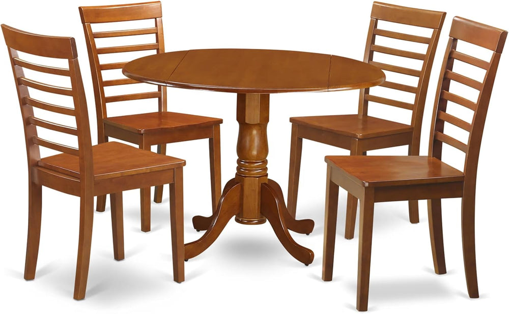 East West Furniture DLML5-SBR-W 5 Piece Kitchen Table & Chairs Set Includ...