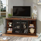 HOMISSUE Corner TV Stand for 55 Inch TV, Rustic Corner Entertainment Center with Storage, Industrial Media Console Table with Sliding Barn Door, Tall TV Cabinets Center for Living Room, Brown