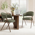 COLAMY Dining Chairs Set of 2, Modern Fabric Upholstered Dining Room Kitchen Side Chairs with Iron Legs, Open Back and Padded Seat, for Living Room/Restaurant/Cafe, Green