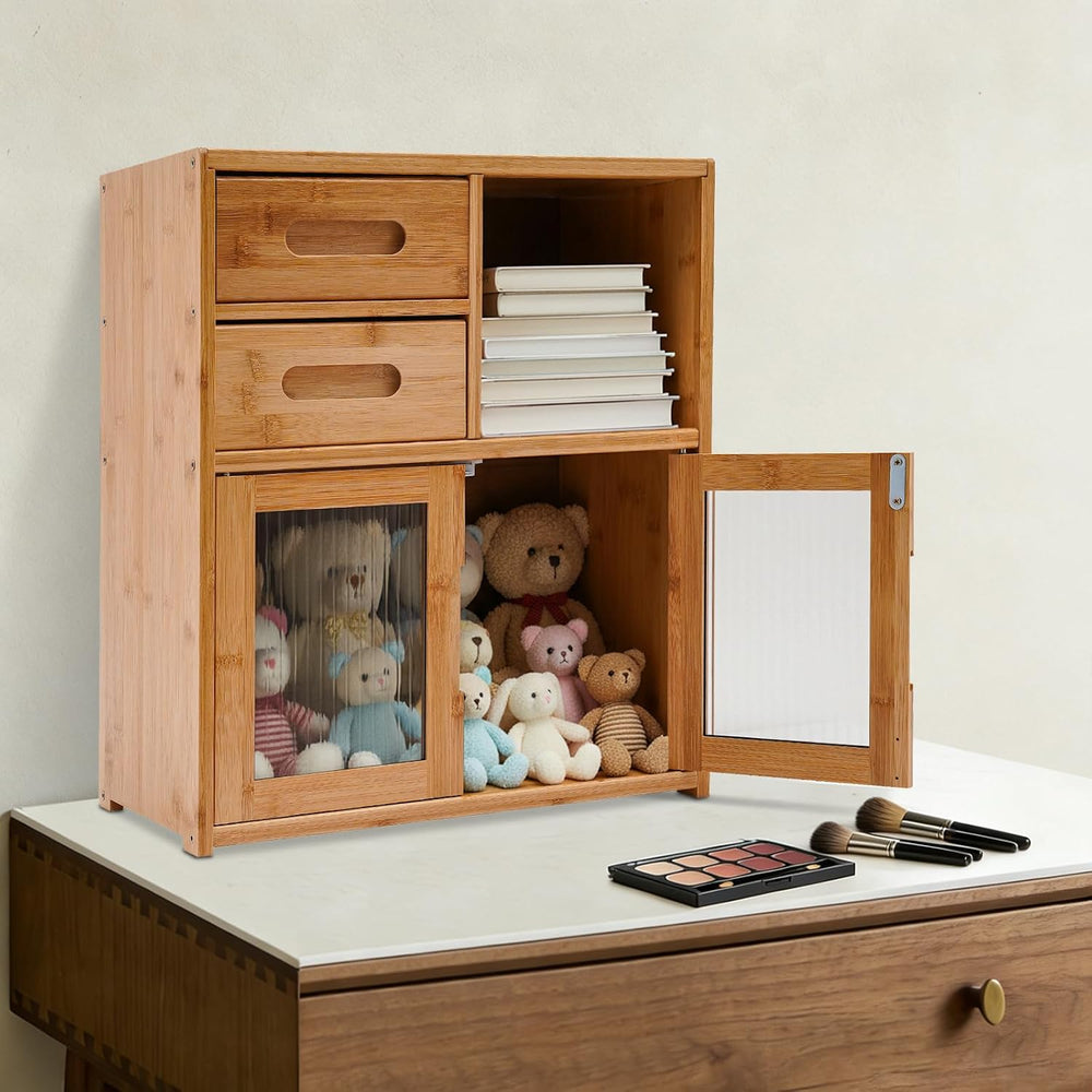 Countertop Bamboo Kitchen Pantry, 16.5*9*18.9in, Freestanding Sideboard with ...