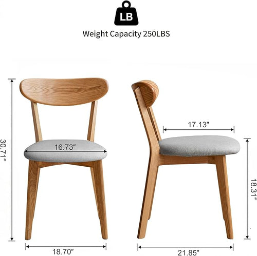 100% Solid Wood Dining Chairs,Mid Century Modern Dining Chairs with Upholstered Cushion,Kitchen,Dining Room Chairs Set of 2 (2, Original Color Grey Upholstery)