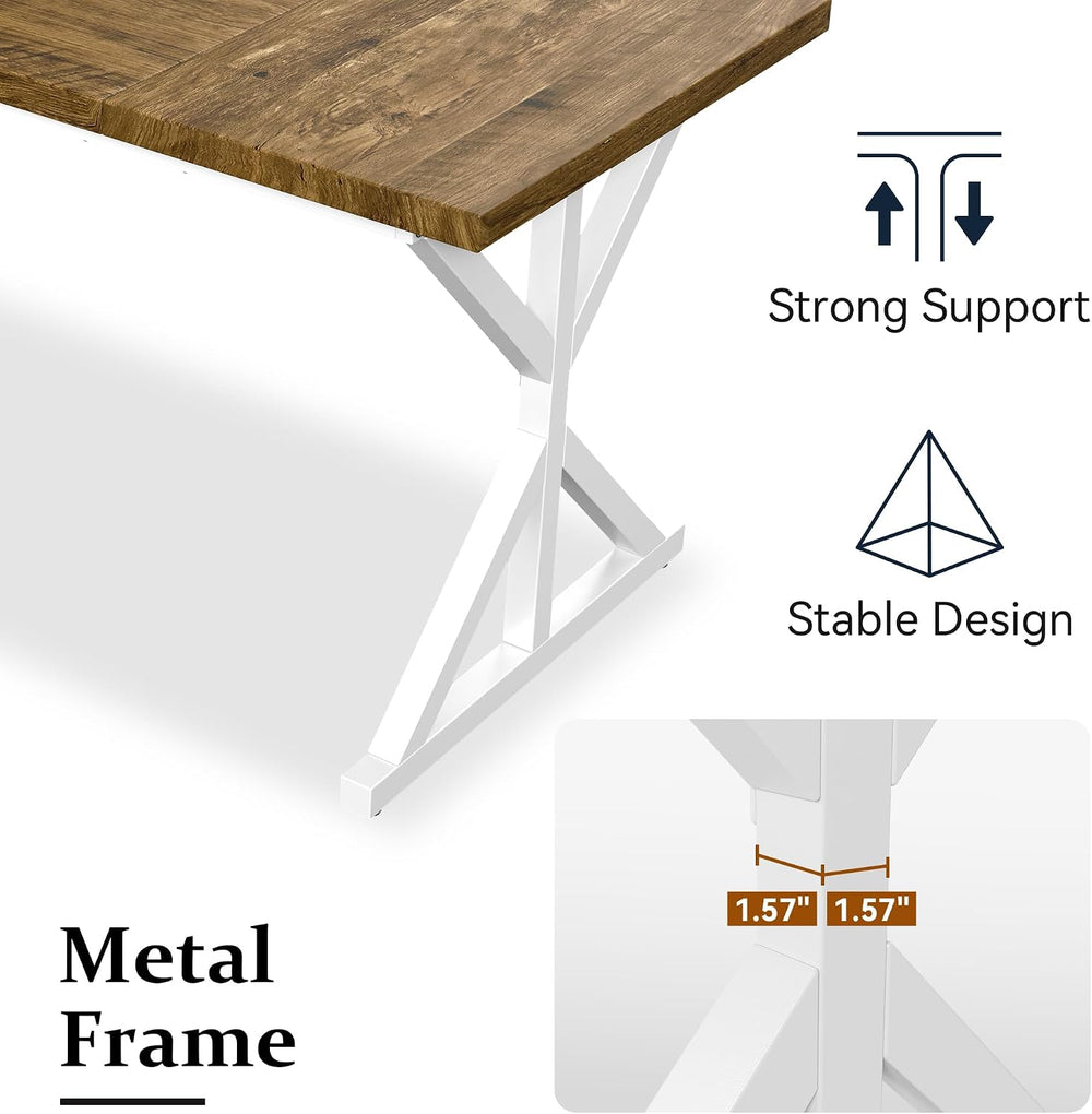 70.8 Inch Rectangular Dining Table for 6-8 People, Farmhouse Kitchen Table wi...