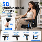 Ergonomic Office Chair, Breathable Mesh Back and Seat, High Back Desk Chair with Adjustable Lumbar Support, 5D Armrests, 135° Reclining Backrest, 2D Headrest, Home Office Computer Chair