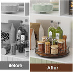 LAMU Lazy Susan Organizer, 12'' Lazy Susan Turntable for Cabinet, Table Top, Kitchen, Countertop, Bathroom, Pantry, Spice Organization, Wooden,1 Pack