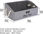 Geyecete Large Dog Toys Storage Bins-Foldable Fabric Trapezoid Organizer Boxes with weave Rope Handle,Collapsible Basket for Shelves(Snow Grey-DOG)
