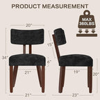 GOTMINSI Mid Century Modern Dining Chairs,Velvet Farmhouse Upholstered Kitchen Chairs, Accent Curved Backrest Dining Room Chairs with Hardwood Legs (Black, 2PCS-Walnut Legs)