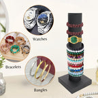 Novel Box Black Leatherette Vertical Bracelet/Bangle Display Tower - Jewelry Organizer Tower Stands for Bracelet Displays - Hair Tie Bangle Bracelet Watch Scrunchie Holder for Selling or Personal Use