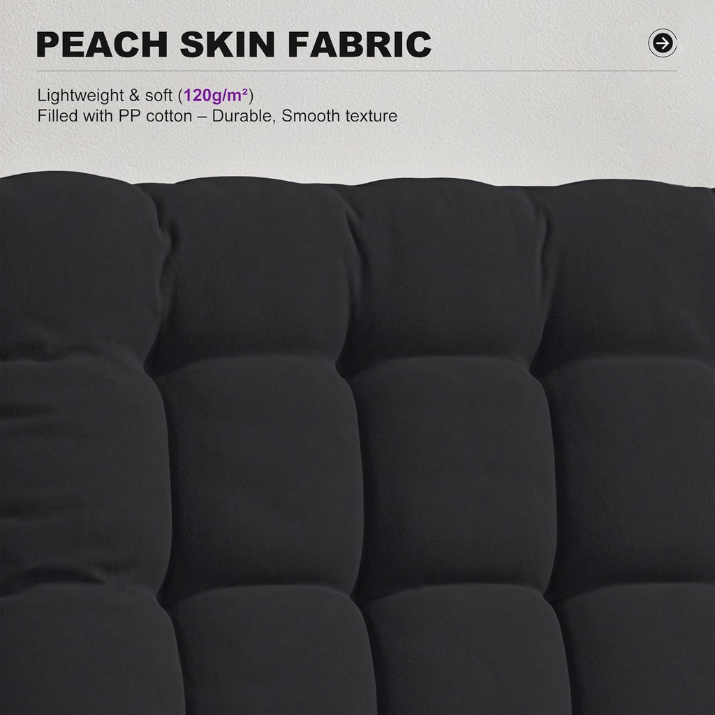 PURPLE LEAF Outdoor Reclining Chair Oversized Removable Cushion, Black | Extra-wide seat, Adjustable head pillow, UV protected textilene, Reclining backrest, Removable cushions, 120gsm peach skin
