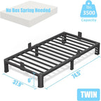FUIOBYVV 6 Inch Twin Bed Frame with Rounded Corner and Headboard Hole Mattress Retainers 3500 LBS Metal Heavy Duty Steel Slats Support No Box Spring Needed Platform Noise Free Easy Assembly