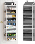 SpaceAid 1 Pack Over The Door Organizer with 5 Large Pockets and 10 Mesh Side Pockets, 5 Layers Door Organizer Hanging with Clear Window for Bedroom, Bathroom, Pantry and Nursery, Gray