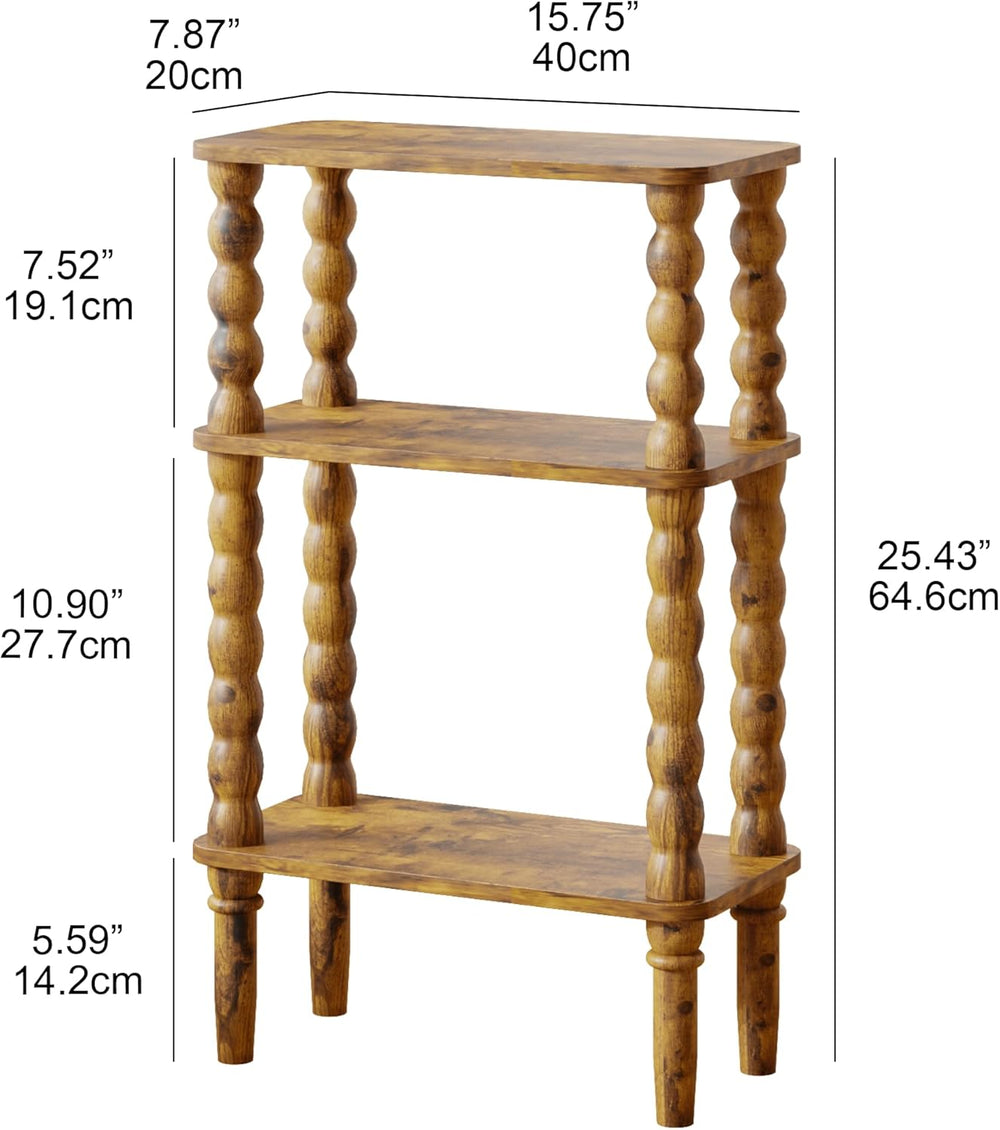 Veegle Side Table, Small End Table with Storage Shelf, 3-Tier Small Coffee Ta...