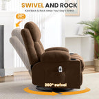 Swivel Rocker Recliner Chair with Vibration Massage & Lumbar Heating, Ergonomic Lounge Chair for Living Room, Rocking Function, Side Pocket, 2 Cup Holders, USB Charging Port