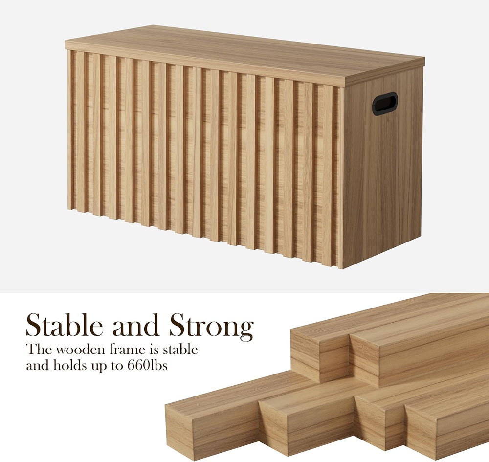 UEV Storage Bench,39.4" Wood Box, Storage Trunk with 2 Safety Hinges, Ot...