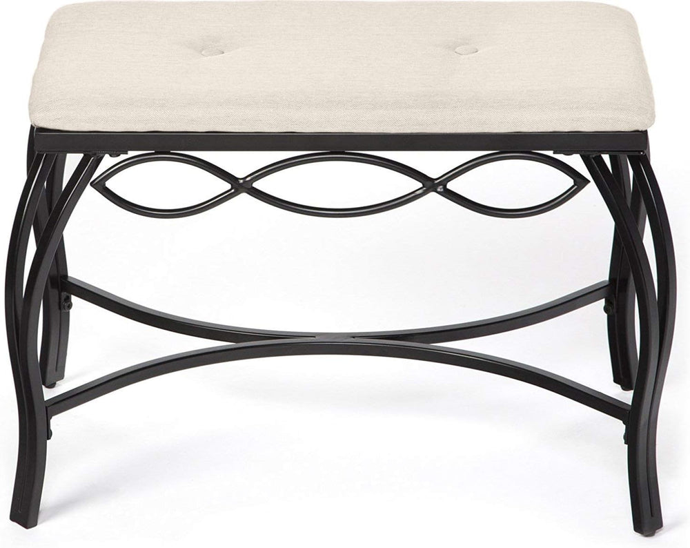 Mango Steam White Shoe Bench - Vanity Seat for Makeup Room, Dressing Stool, E...