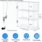 DuvinDD Acrylic Display Case with Lock, Collectibles Showcase Clear | Countertop Locking Display Cabinet with Shelves and Door, Acrylic Storage Safe Organizer for Home Office, 11.8x5.9x15.7inch