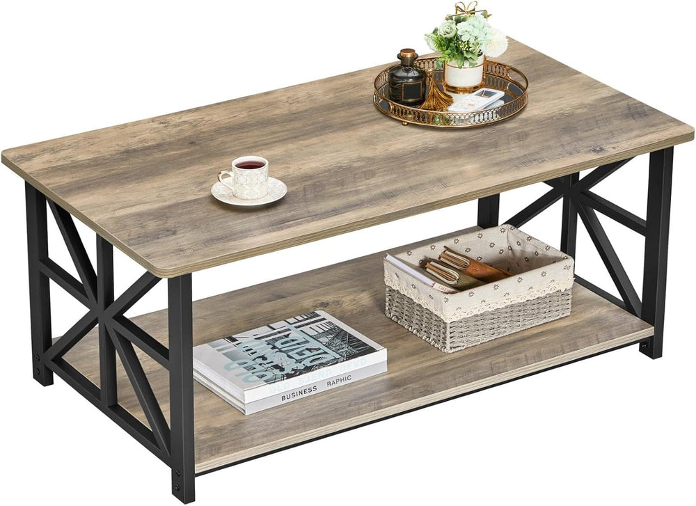 GreenForest Coffee Table for Living Room with Round Corners Farmhouse Style C...