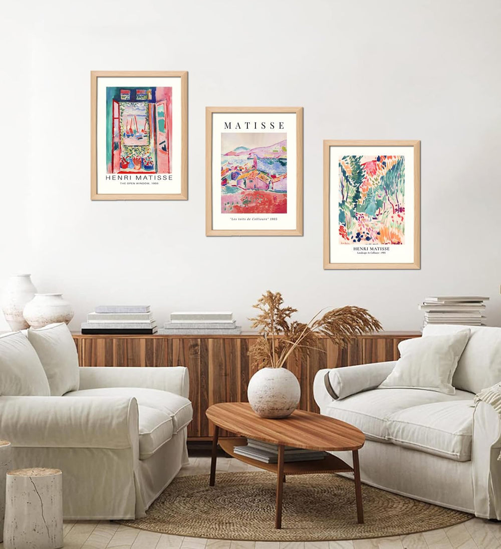 Wooden Framed Matisse Wall Art Set of 3 Abstract Henri Matisse Posters Vintag...
