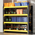 48" W Garage Shelving,4-Tier Heavy Duty Storage Shelves Unit with Adjustable Metal Shelf for Warehouse,Basement,Workshop,4200LBS,48" W x 24" D x 79" H,Black&Yellow