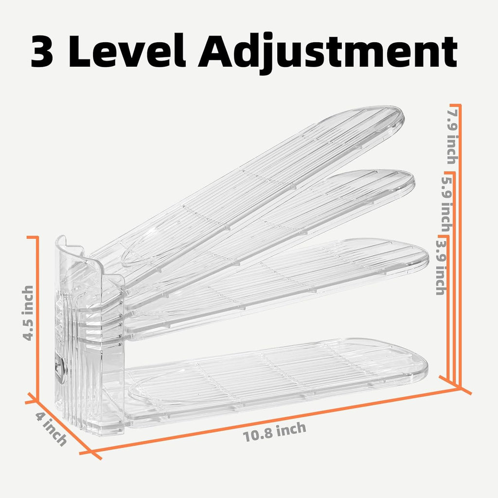 Shoe Slots Organizer, 20PCS Adjustable Double Layer Stack Shoe Rack, 50% Space-Saving Storage Rack Holder, Transparent