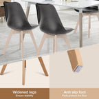 OLIXIS Dining Chairs Set of 4, PU Leather Upholstered Kitchen Chairs with Solid Wood Legs, Mid Century Modern Accent Chair for Living Room, Bedroom, Patio, Black